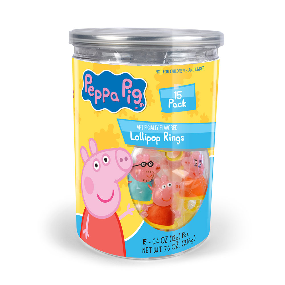 15pk Peppa Pig Lollipop Rings Tub