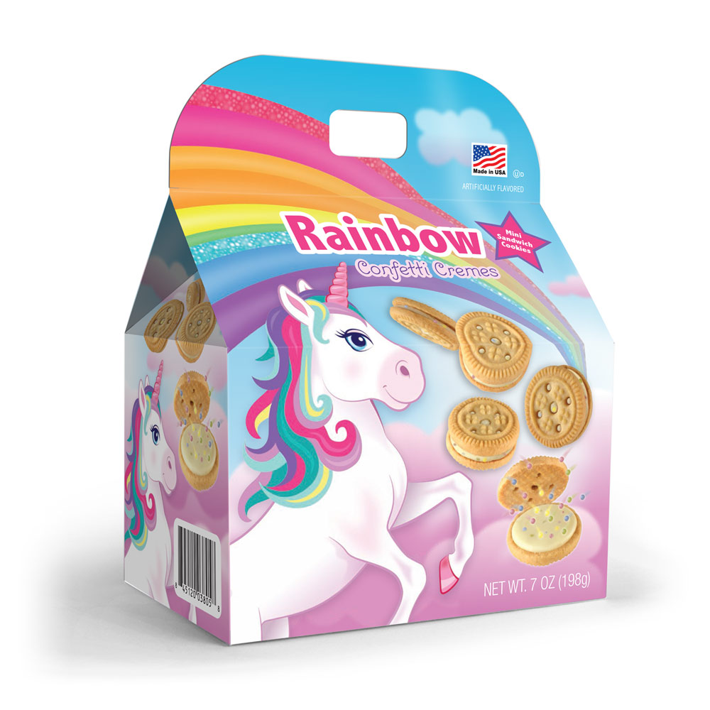 Rainbow Unicorn Confetti Crème Gable Box