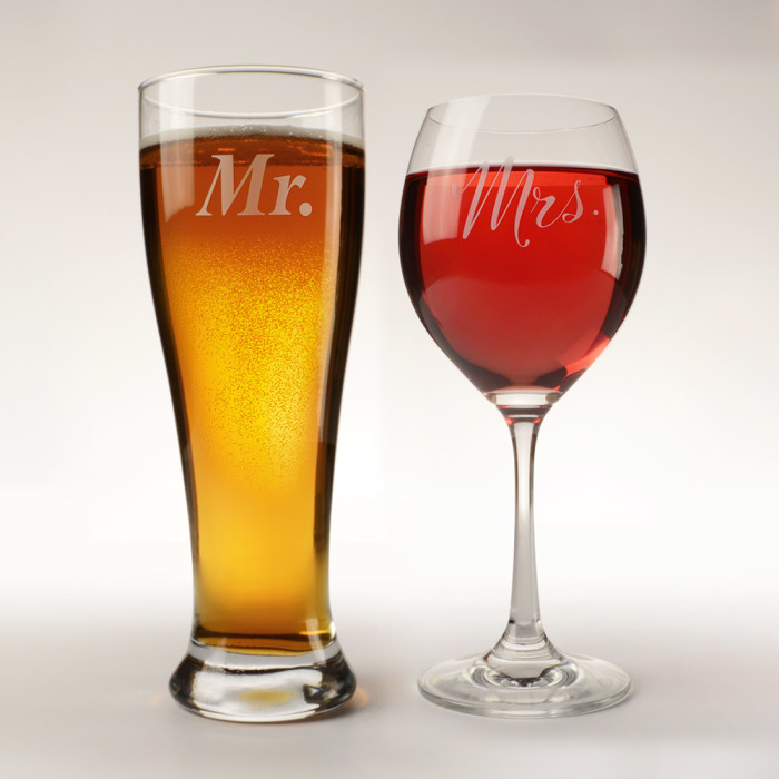 His 12oz Pilsner and Hers 10oz Wine Glasses